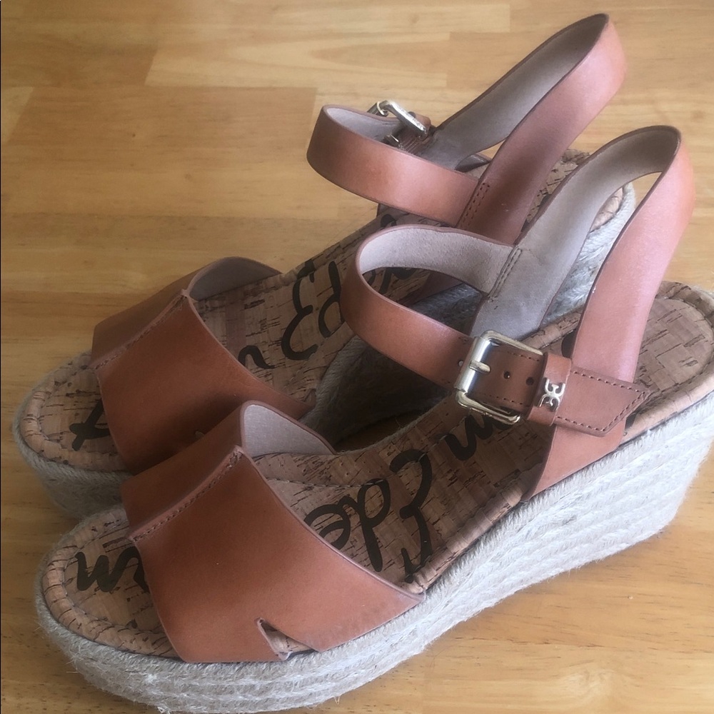 Women's Sam Edelman 11 medium espadrille Tan Wedge Sandals